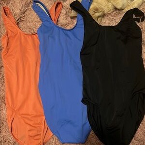 Set of Three Leotards - Black, Blue, and Orange